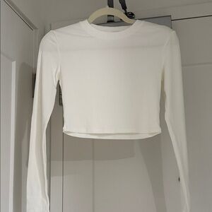 Women's White Long Sleeve Crop Top